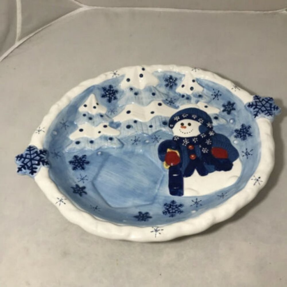 BICO China Snowman Ceramic Serving Platter Tray Christmas Holiday - Picture 1 of 10